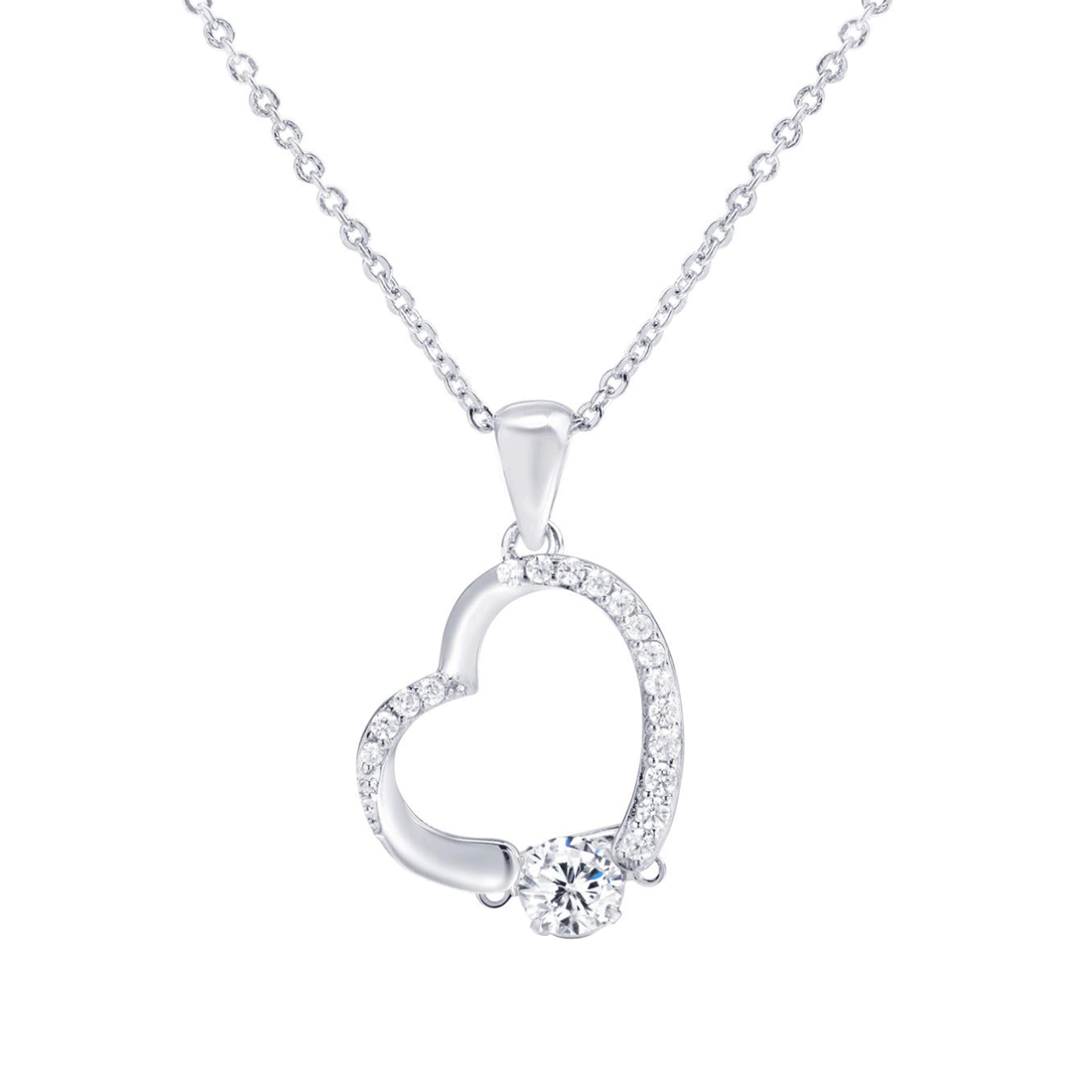 Adaleen - Dancing Crystal Open Heart Necklace