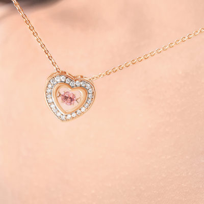 Adaleen - Dancing Crystal Halo Heart Necklace